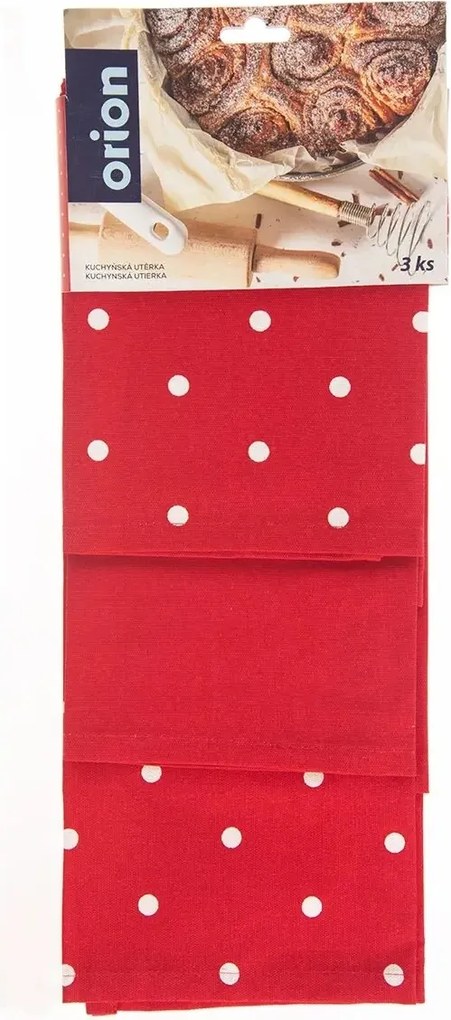 Pöttyös konyharuha, piros, 50 x 70 cm, 3 db-os szett