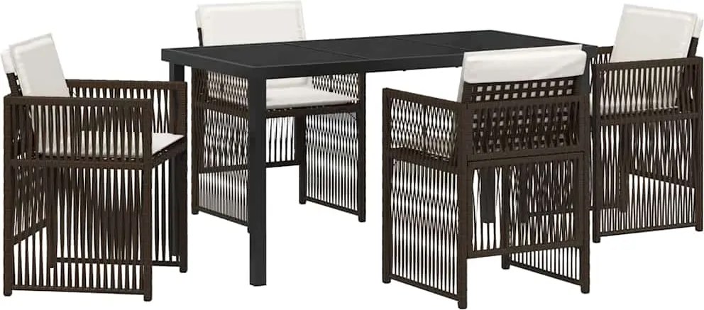 vidaXL Kert étkező szett 5 pcs Barna Porszórt acél