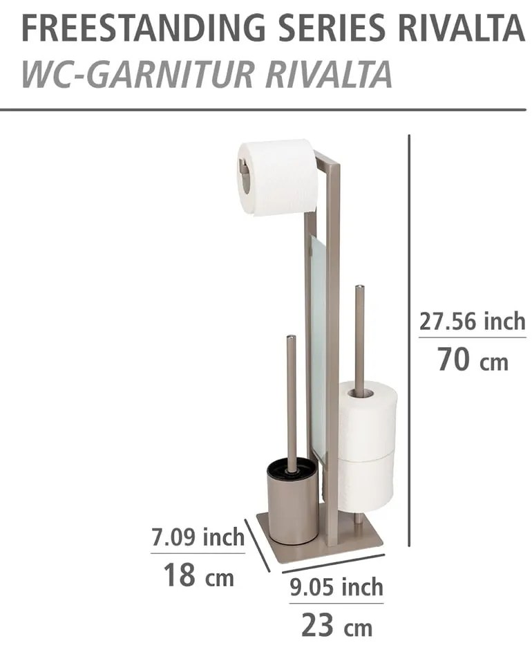 Rivalta világosbarna wc-papír tartó állvány kefével - Wenko