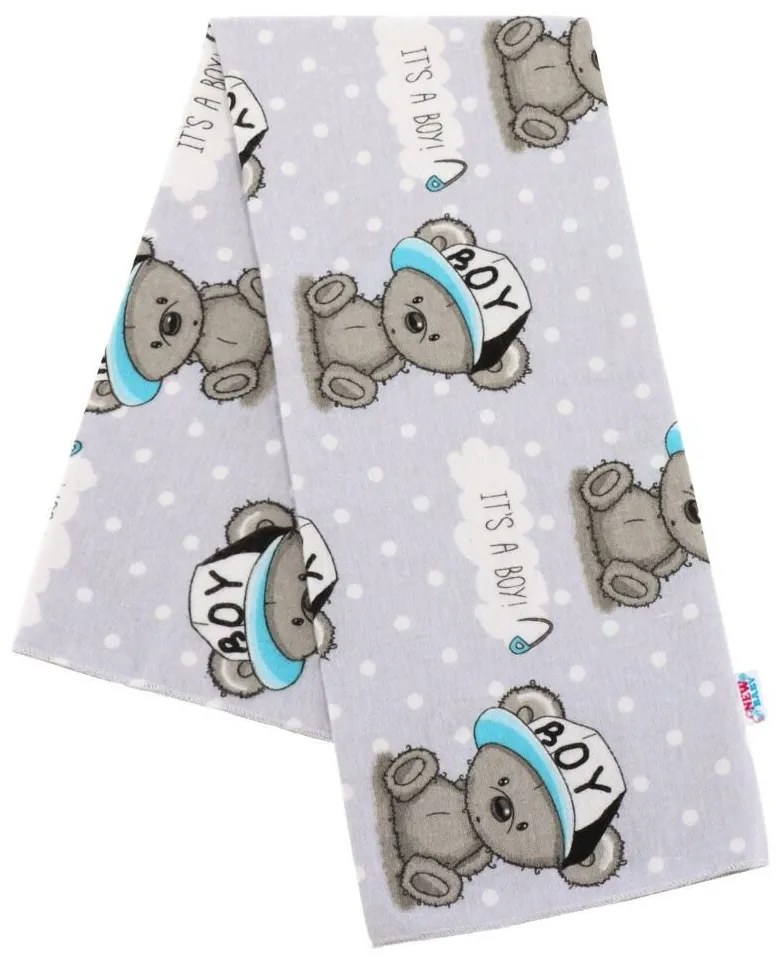 Flanel pelenka nyomtatott mintával New Baby szürke It&#039;s a BOY