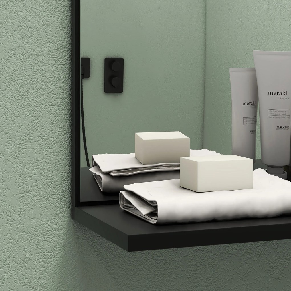 HOMCOM Fali Fürdőszoba Tükör Tároló Polcokkal - 3 Oldalsó Polc + 1 Alsó Polc - Bambusz Fa | Aosom