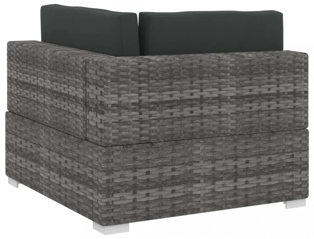4 részes szürke polyrattan kerti kanapészett párnákkal