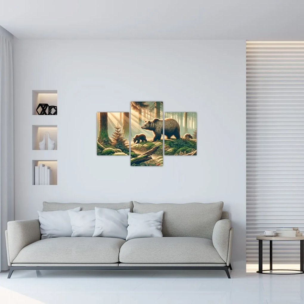 Kép - Medvék az erdőben (90x60 cm)