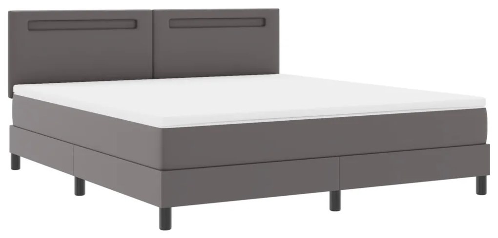 Boxspring ágy szürke színben, szuper king méret, műbőr
