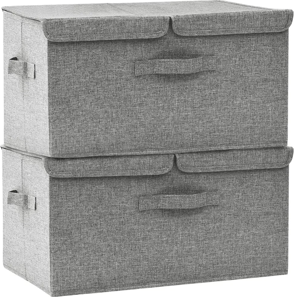 vidaXL 2 db szürke szövet tárolódoboz 50 x 30 x 25 cm