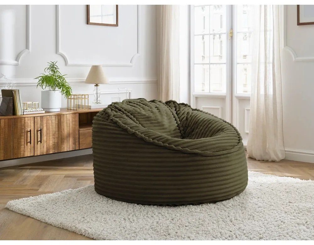 Zöld kordbársony babzsákfotel Socrate – Bobochic Paris