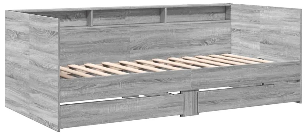 szürke sonoma kanapéágy fiókkal matrac nélkül 90x190 cm