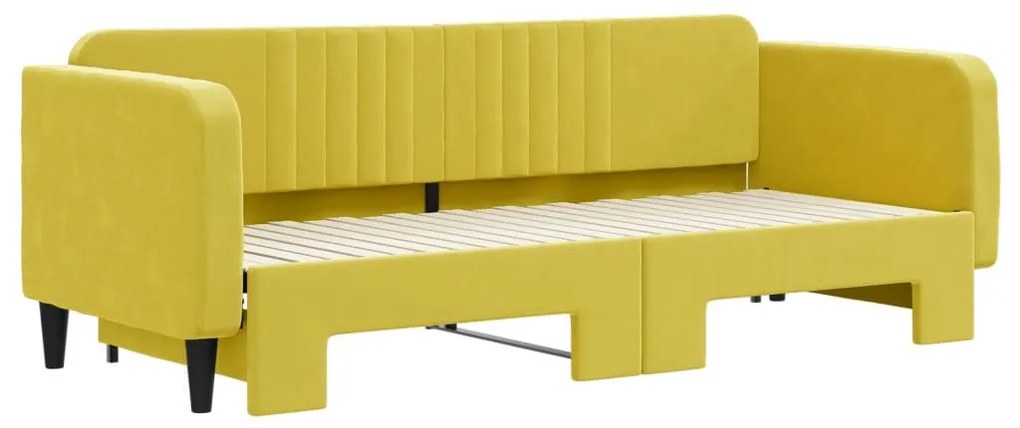 sárga kihúzható bársony heverő 80 x 200 cm