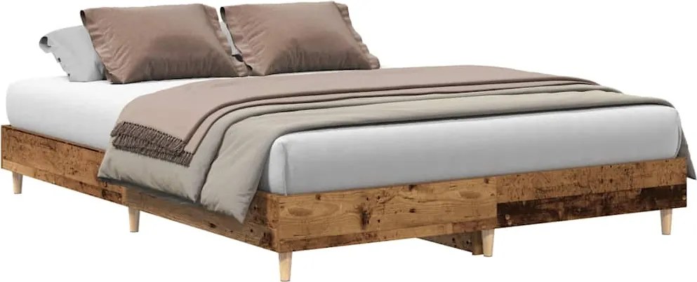 vidaXL antik fa szerelt fa ágykeret matrac nélkül 140x200 cm