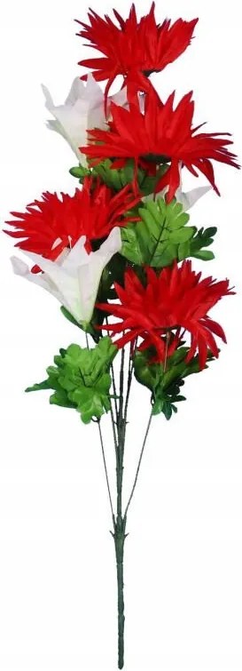 Virág Kompozíció Mesterséges Őszirózsa Liliom Piros Dekoráció Ablakpárkány Komód