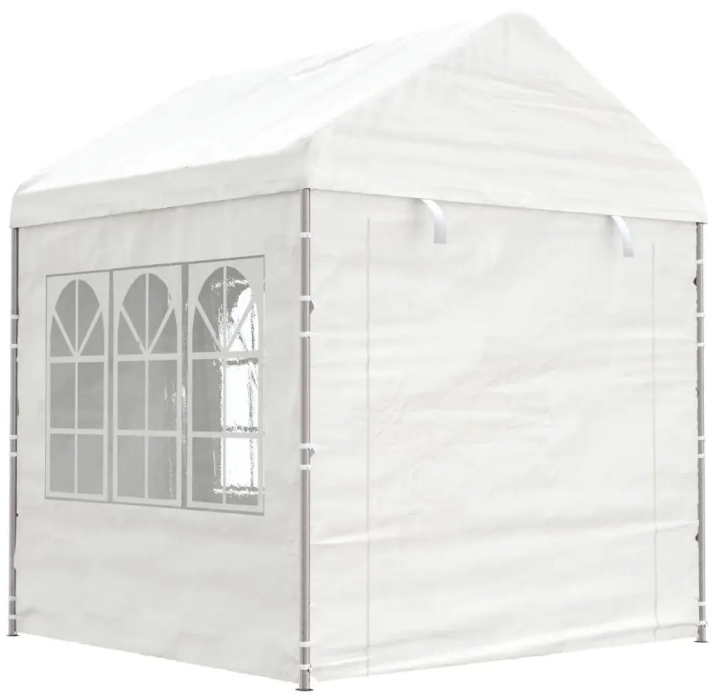 Fehér polietilén pavilon tetővel 8,92 x 2,28 x 2,69 m