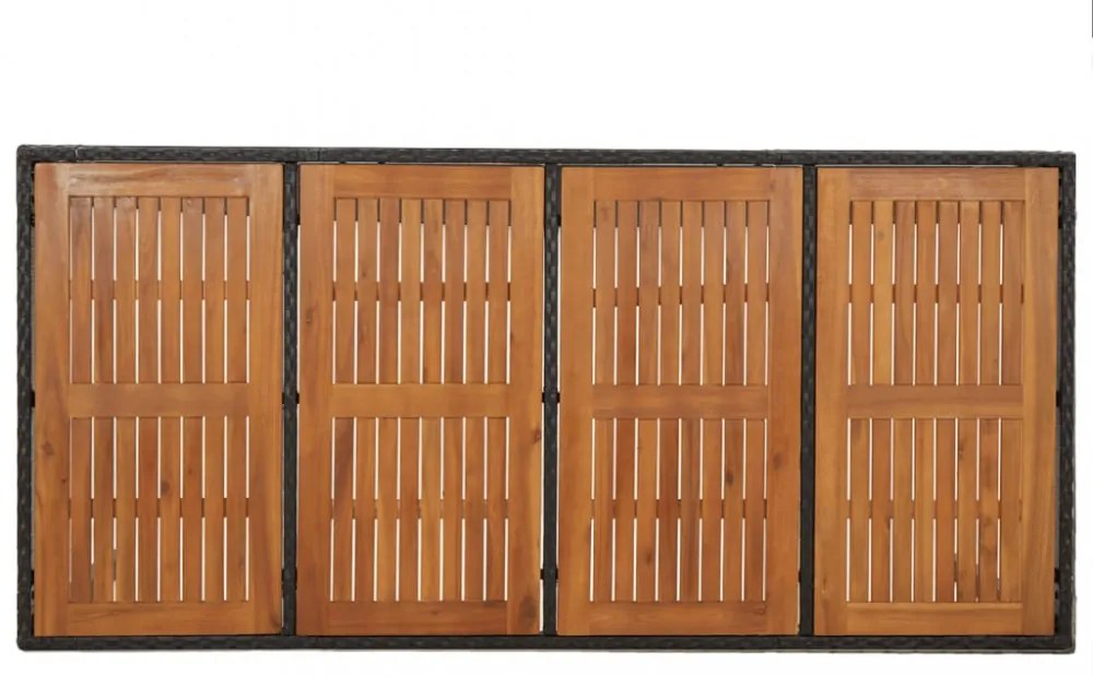 fekete polyrattan falapos kerti asztal 190 x 90 x 75 cm