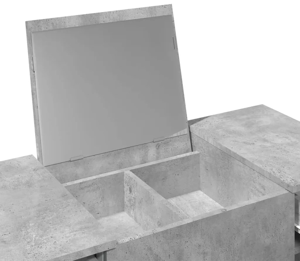 betonszürke fésülködőasztal tükörrel 100x45x76 cm