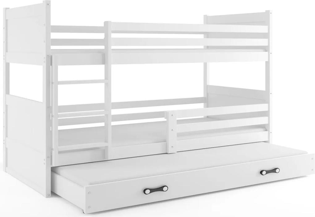RICO 3 COLOR emeletes ágy pótággyal, 90x200 cm, fehér/fehér