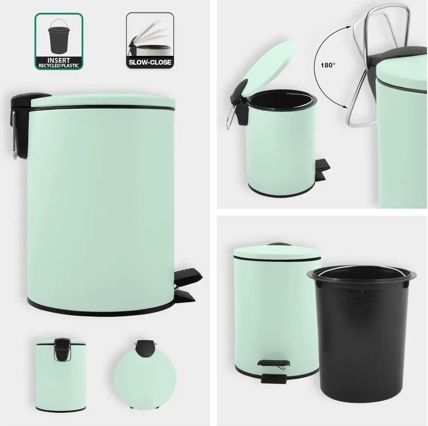 Mentazöld acél pedálos szemetes 3 l Adelar – Spirella