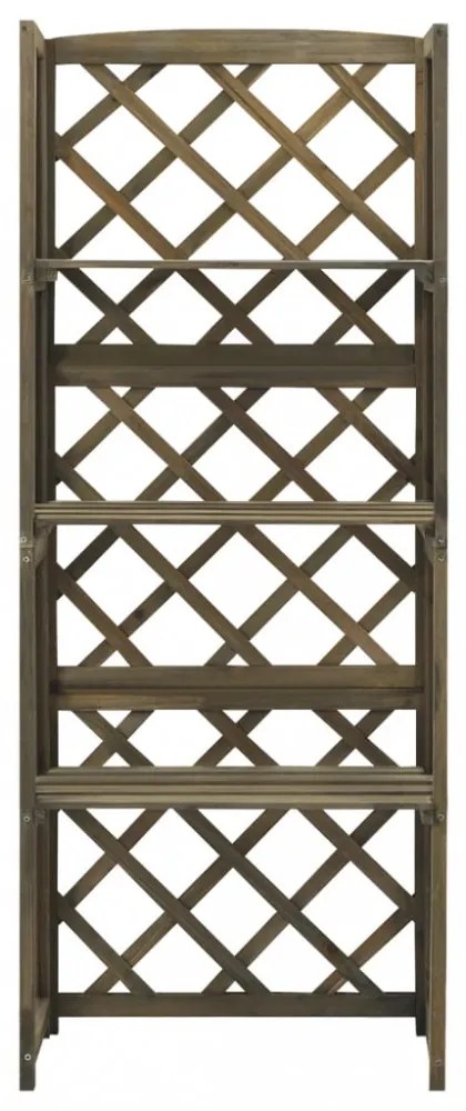 szürke tömör fenyőfa lugasrács polcokkal 55 x 30 x 140 cm