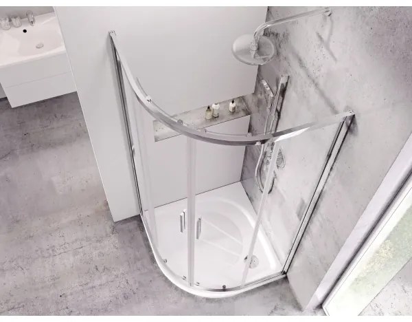 Ravak XA237701010 - Negyedkörű zuhanytálca ELIPSO 90x90 cm fehér