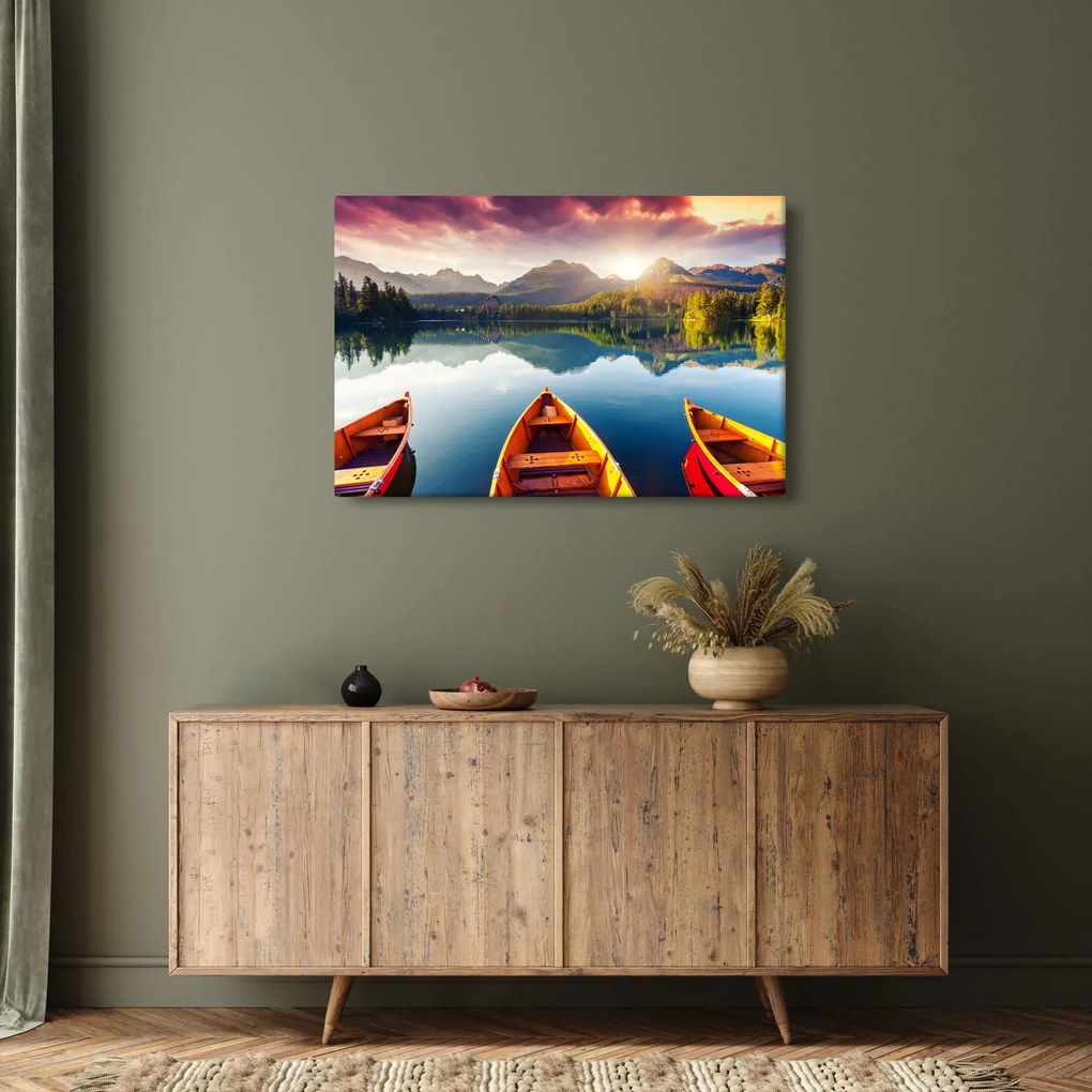 Kép - Tó csónakokkal (90x60 cm)