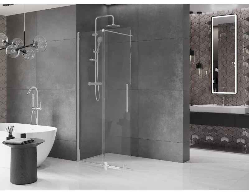 Mexen Velar, tolóajtó a nyílásba Walk-In típus 110 cm, 8 mm átlátszó üveg, króm, 871-110-000-03-01