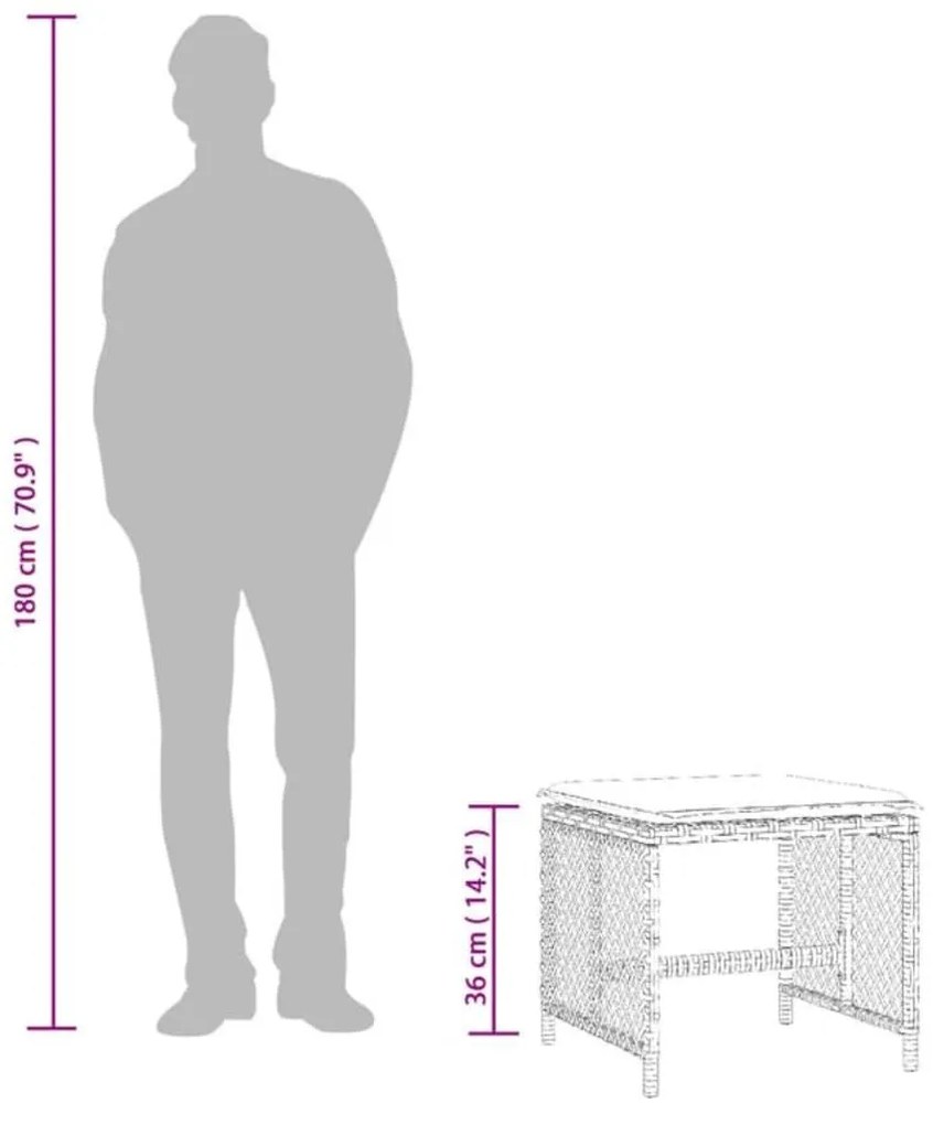 4 db szürke polyrattan kerti szék párnával 41 x 41 x 36 cm