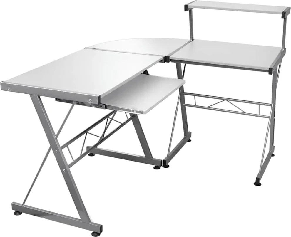 vidaXL fehér szerelt fa sarok számítógépasztal 132 x 112 x 99 cm