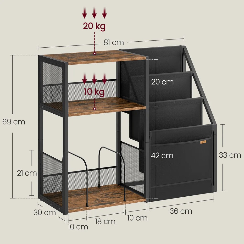 Stolek na gramofon a LP desky 81x30x69cm, mdf, old wood, AKF-E1076 OLW