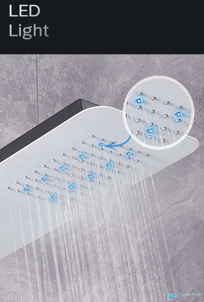 Zuhanypanel ELITE EDITION DELUX BSP1412 LED-világítással és masszázsfúvókákkal, többféle színben