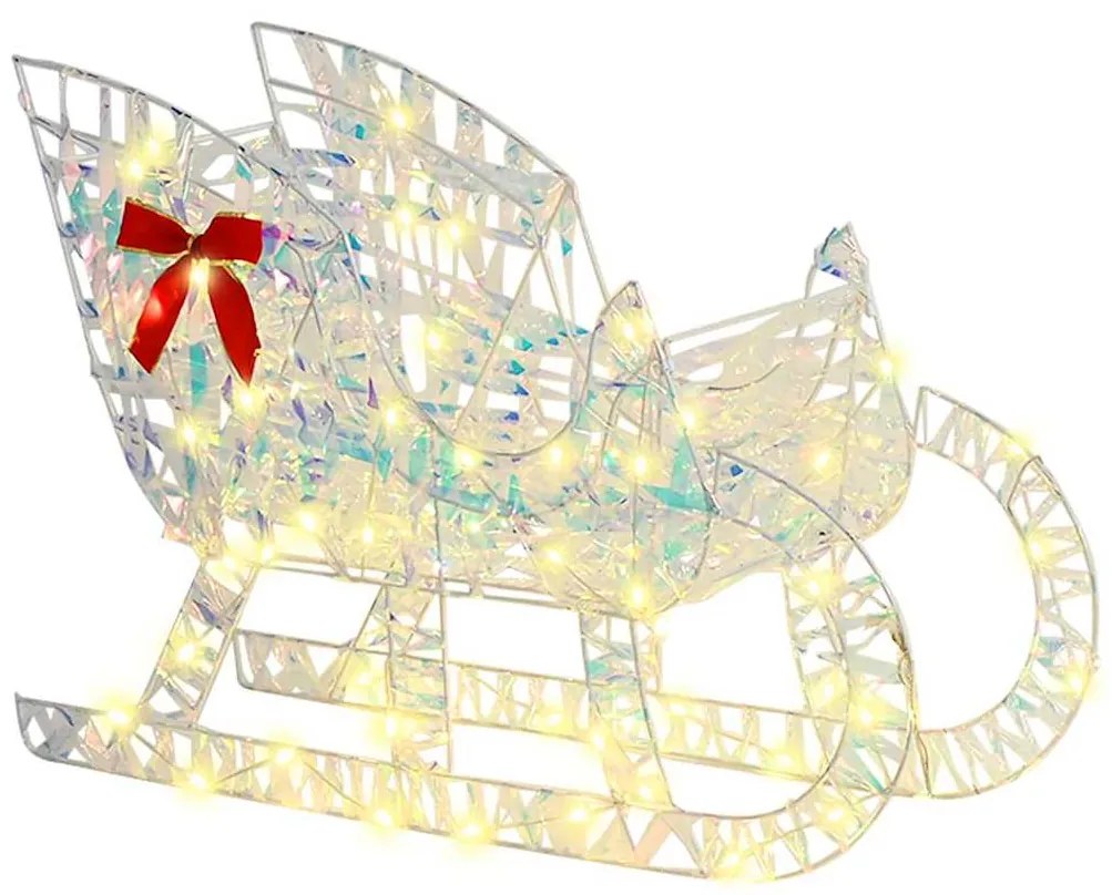 Rénszarvas húzta szán Meleg fehér 70 x 26 x 128.5 cm PET