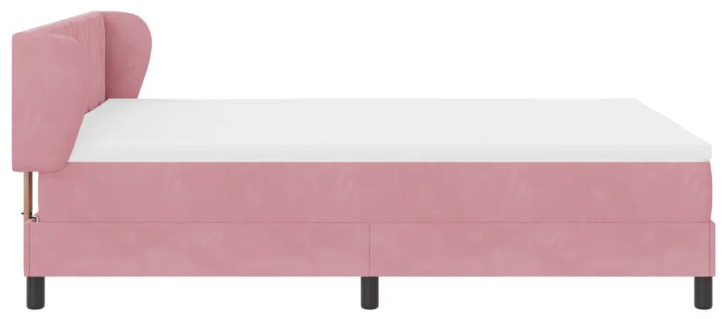 Boxspring Ágy Mattal Rózsaszín 140x190 cm Bársony