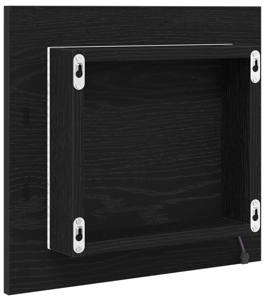 LED Fürdőszoba Tükör Fekete Tölgy 40x8.5x37 cm Műszaki Fa