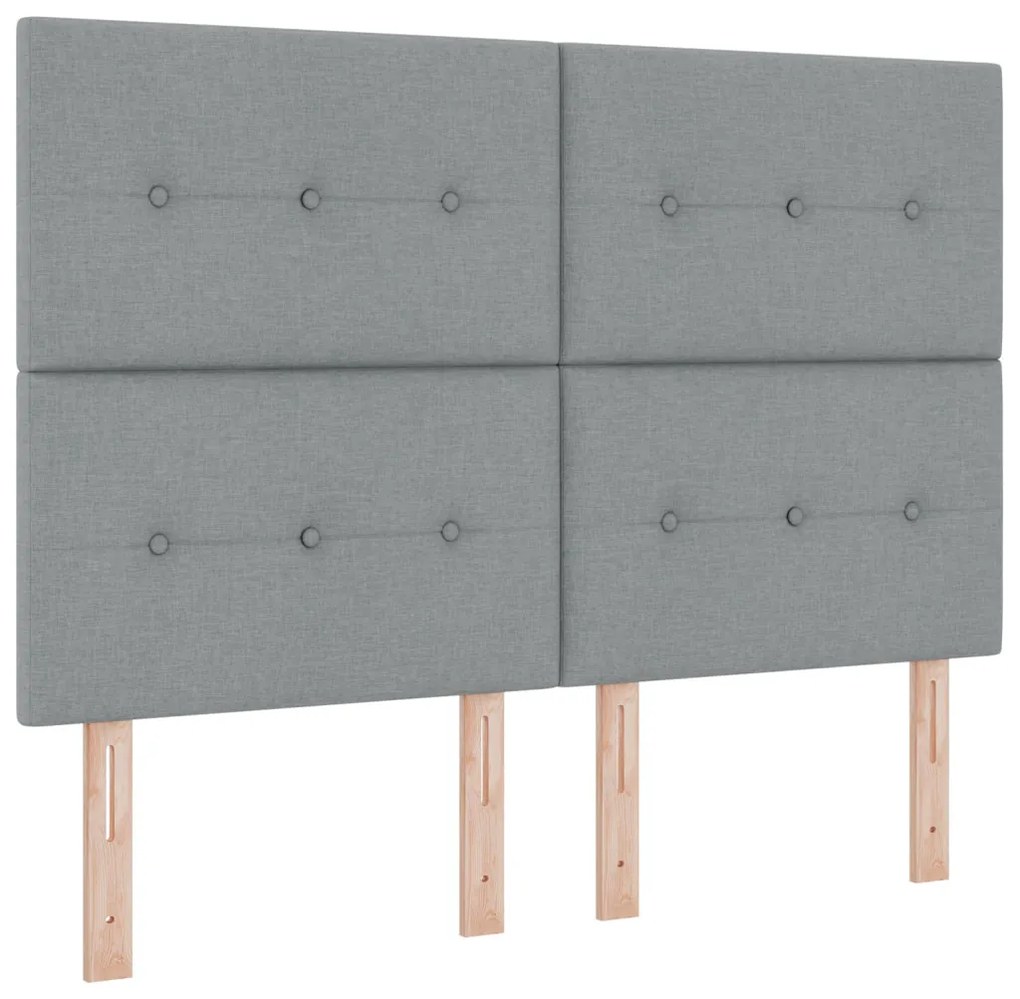 Boxspring Ágy Mattal - Világosszürke, 140x200 cm, Szövet