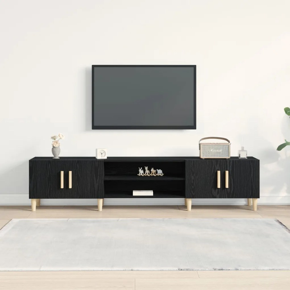 TV Szekrény Fekete Tölgy 180x31,5x40 cm Műgyanta