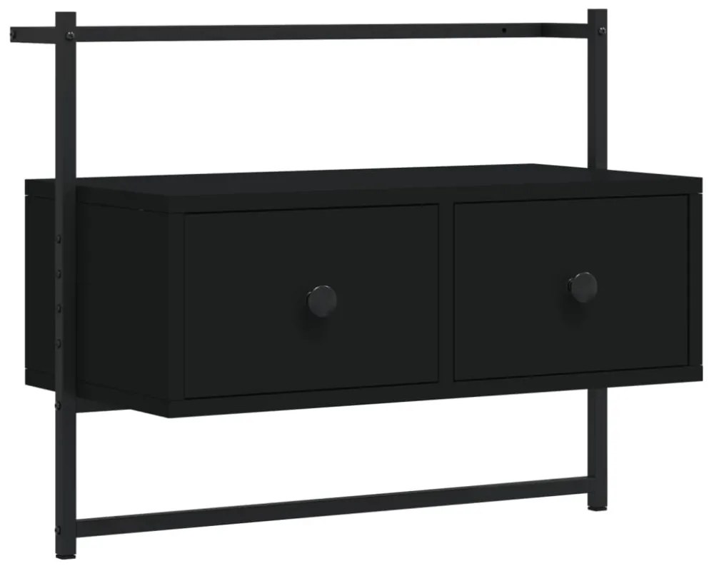 fekete szerelt fa fali TV szekrény 60,5 x 30 x 51 cm