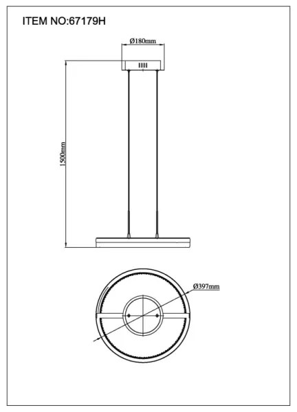 Globo 67179H - DELLA kábeles LED csillár, 40W/230V, 3000/4000/6000K, átm. 39,7 cm