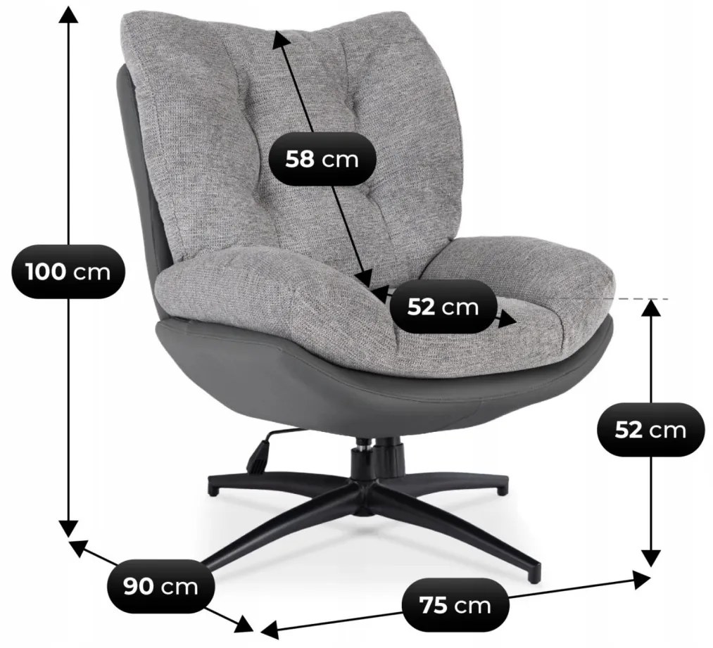 Forgó Relaxfotel Lábtartóval Szürke/Fekete Színben. FREMONT