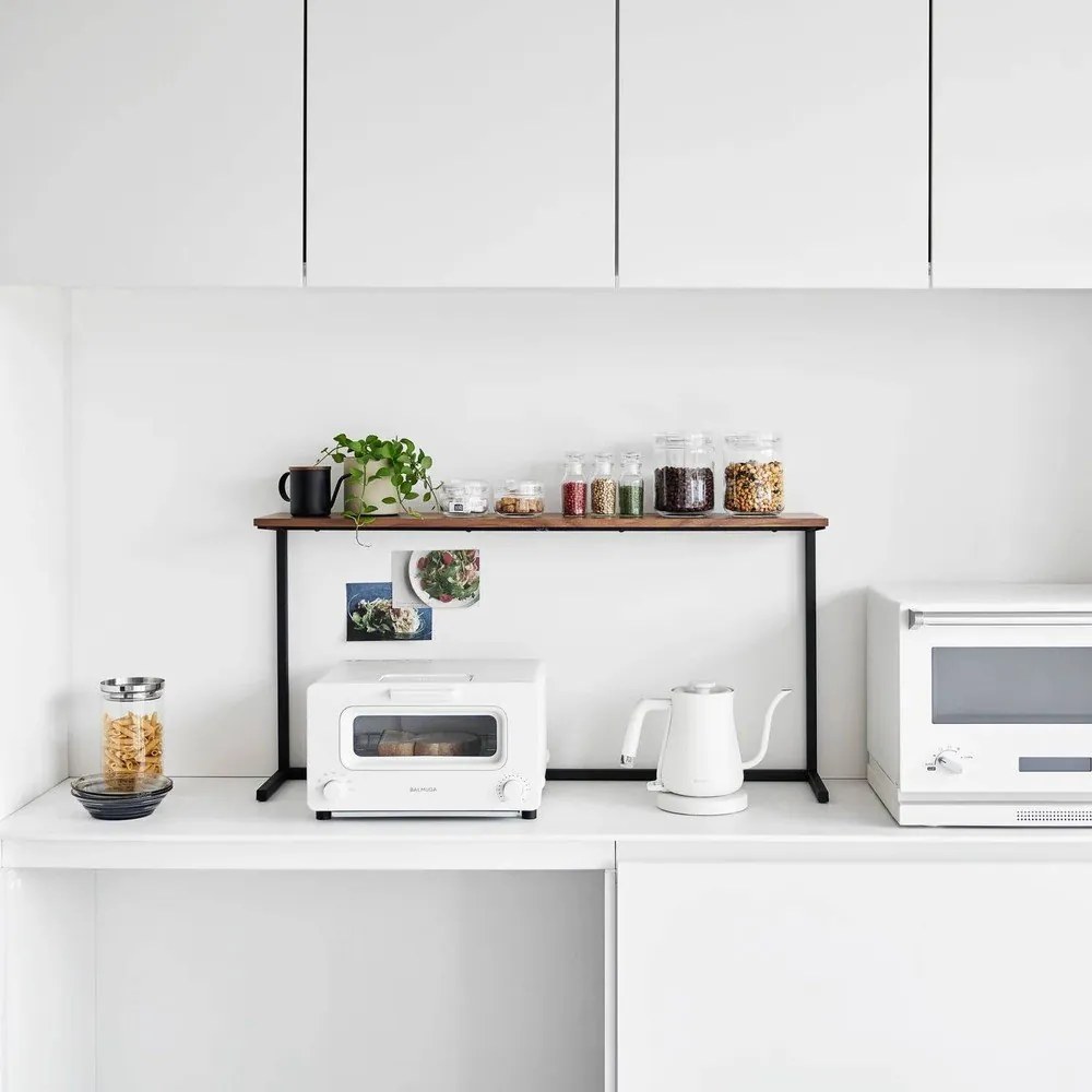 Fekete-natúr színű fa kiegészítő polc 90x18 cm Tower – YAMAZAKI