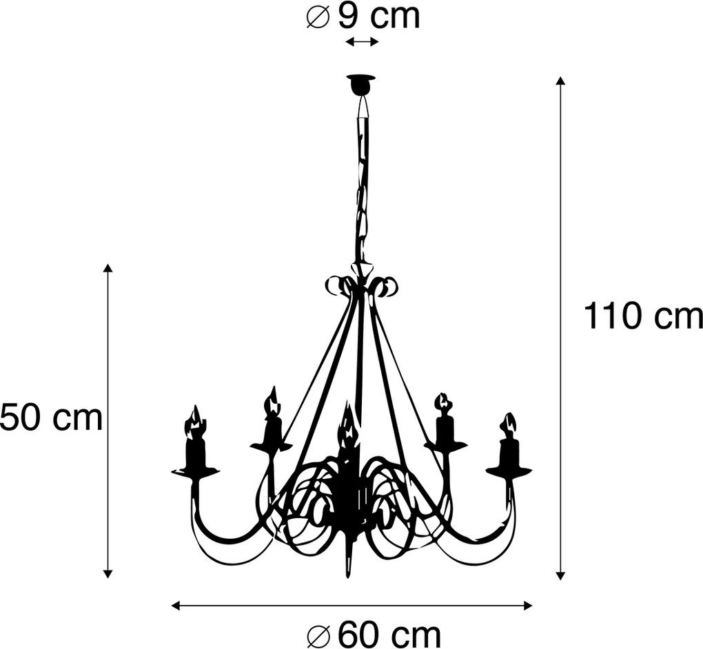 Okos csillár fehér 5-lámpás Wifi B35-tel - Giuseppe