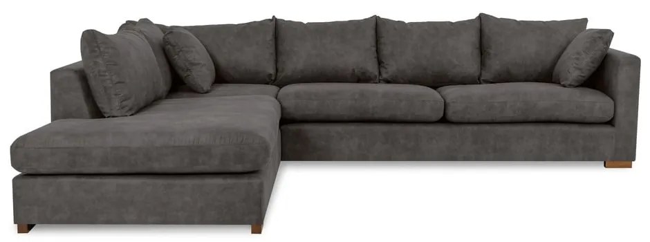 Antracitszürke bőrutánzat sarokkanapé (bal oldali) Hamburg – Scandic