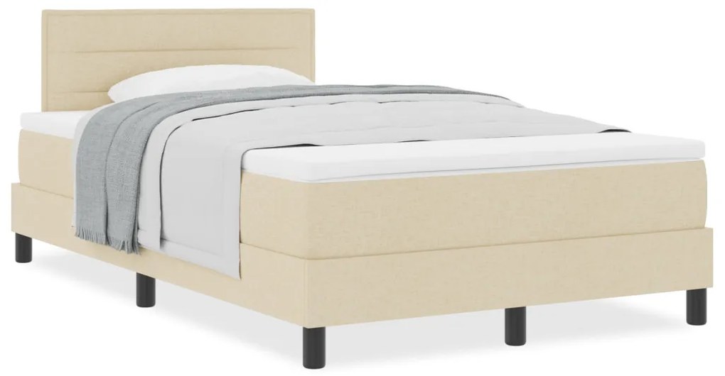 Box Spring ágy matraccal, krém színben, 120x200 cm szövet