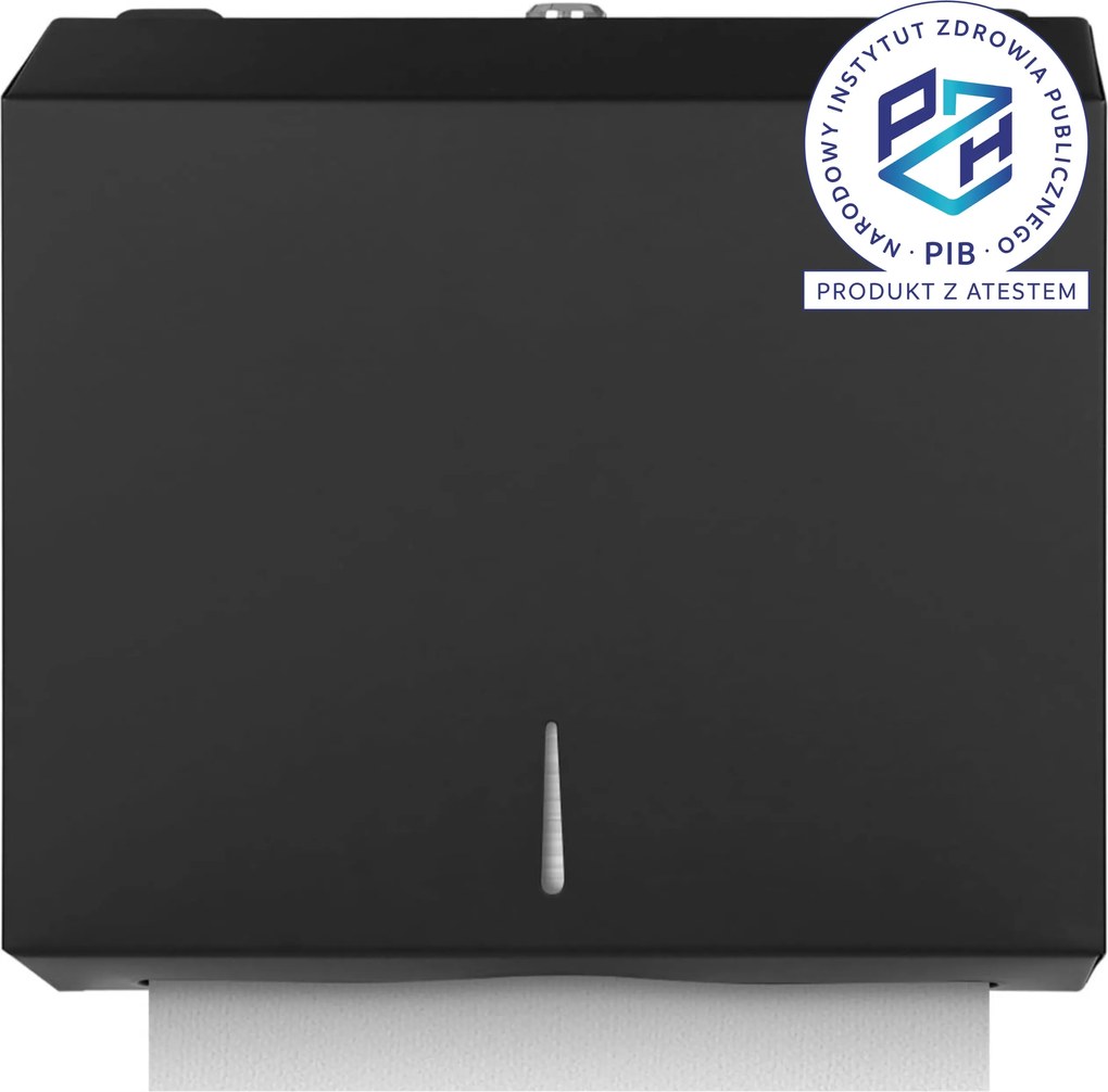 Acél adagoló papírtörlőkhöz Zz Fekete HIGI24 Pzh tanúsítvány