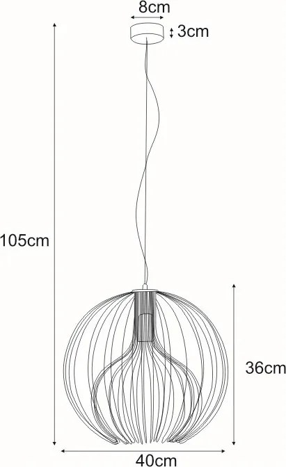 KAJA K-3405 CZARNY TORI Fekete Színű Függeszték 1xE27 15W IP20
