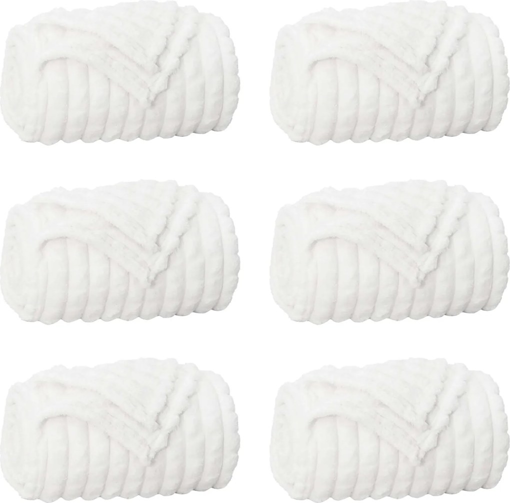 vidaXL Takarók 6 pcs Fehér 150 x 130 cm Gyapjú