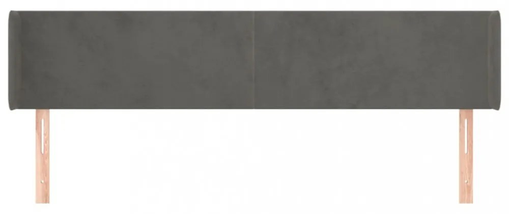 sötétszürke bársony szárnyas fejtámla 203x16x78/88 cm
