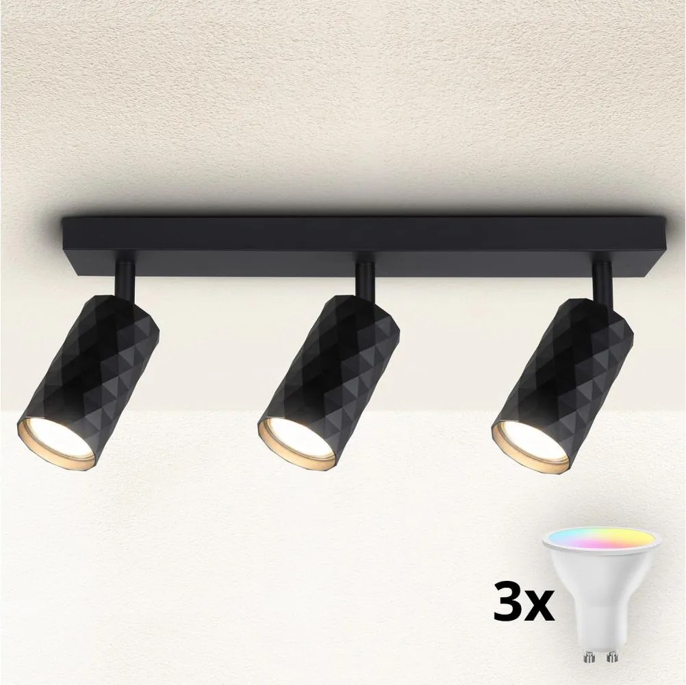 Brilagi - LED RGBW fényerőszabályozható spotlámpa SELE DIAMANT 3xGU10/4,8W/230V fekete