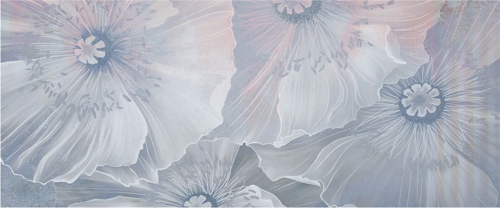 Kép - Kék virágok a falon (120x50 cm)
