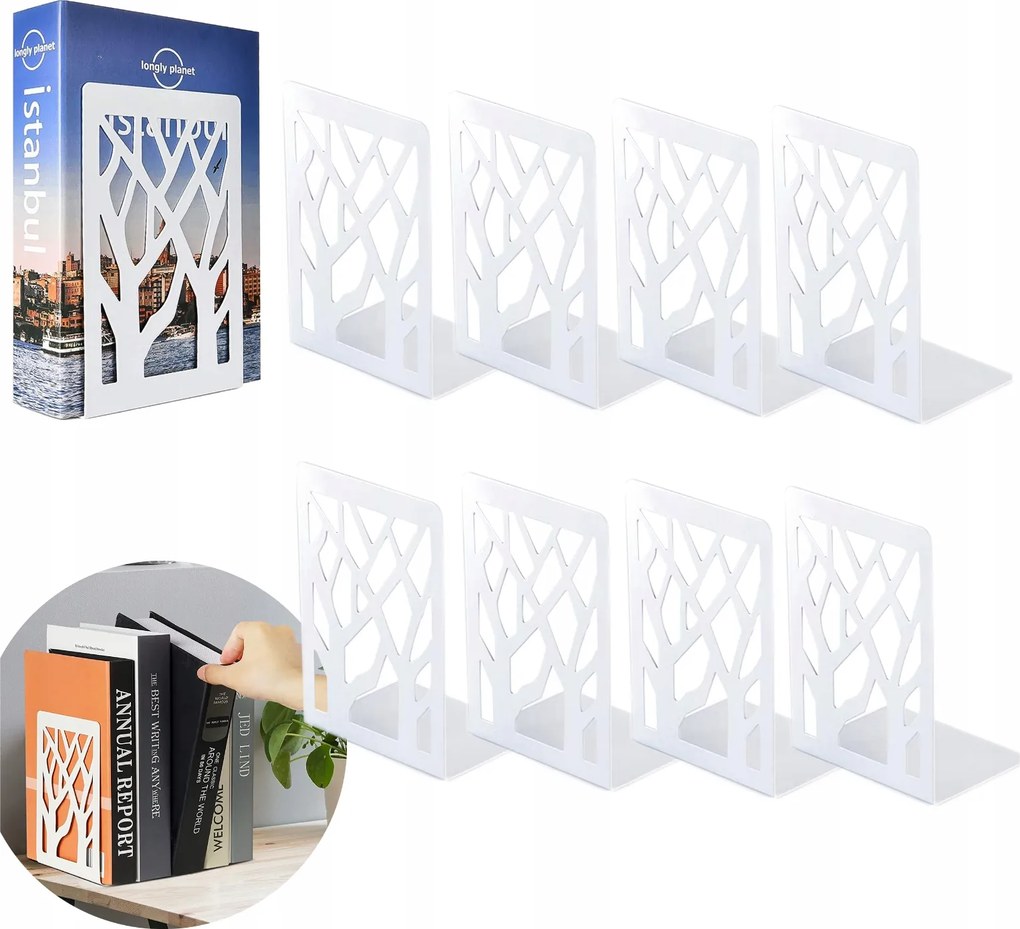 Könyvtámasz Csúszásgátló Fém Fehér Könyvtámasz Állvány 8 Db
