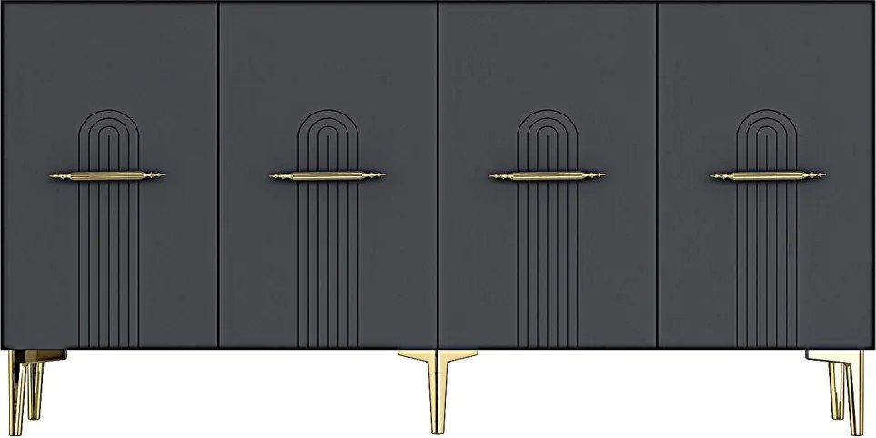 Ida komód, antracit-arany, 150 cm
