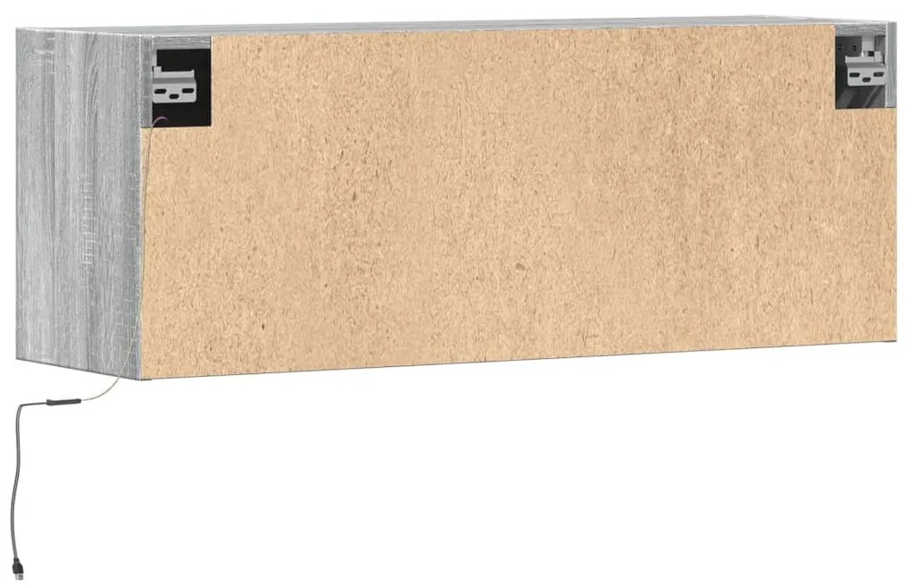 szürke sonoma színű fali TV-szekrény LED-ekkel 100 x 31 x 35 cm