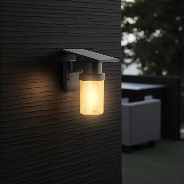 LED Sol fali lámpa LED/3,7V 2700/3200/5000K IP54 1800 mAh fekete/füstbézs + távirányító