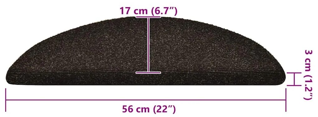 30 db sötétbarna öntapadó lépcsőszőnyeg 56 x 17 x 3 cm